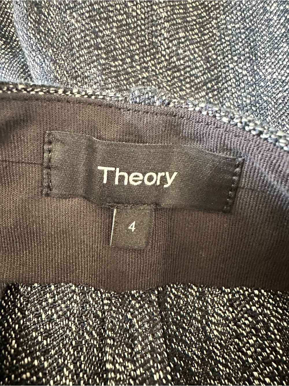 Theory High Waist Straight Leg Pant Herringbone Melange Size 4 Grey - Picture 6 of 14
